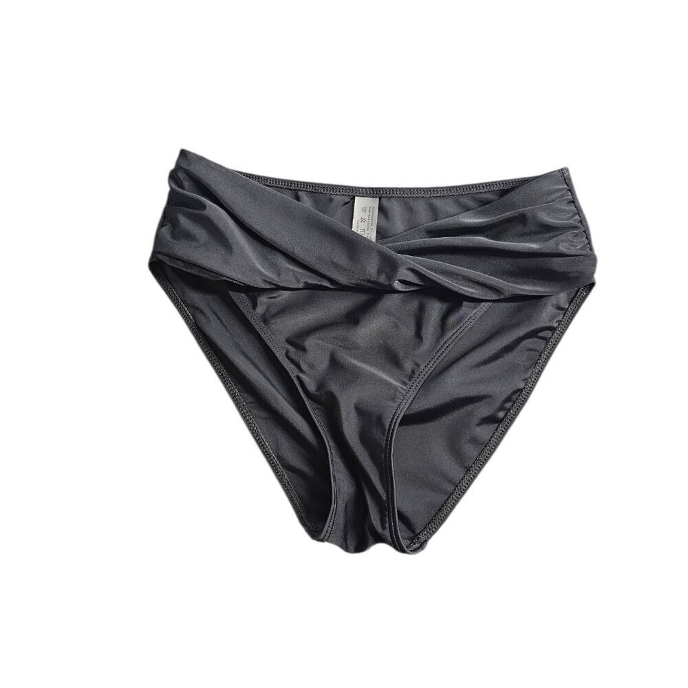 SHEIN Womens Twist Front Bikini Bottoms, Med Coverage, Black, Size Medium